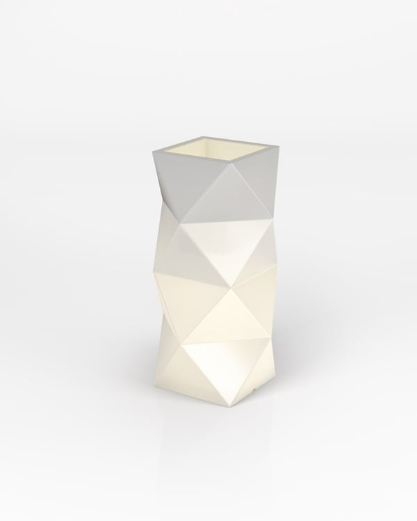 Urtepotte - Monumo Asti - 29x29x78cm - med belysning - hvid