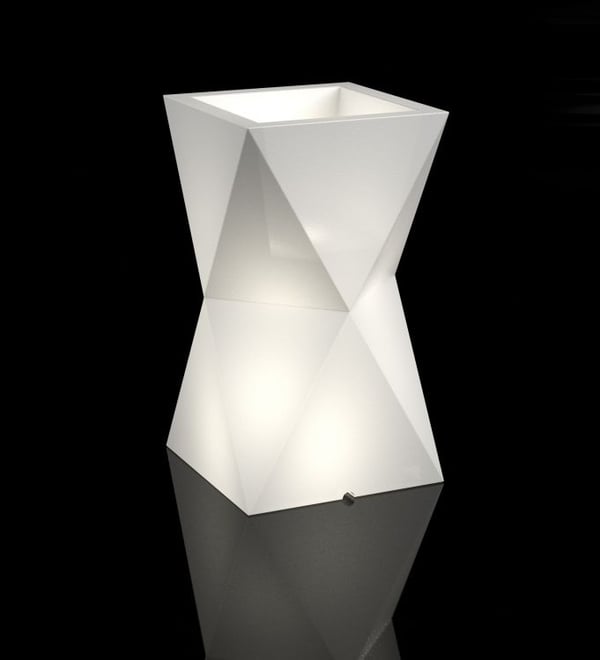 Urtepotte - VALENCIA - 32x25x70cm - hvid - LED-belysning