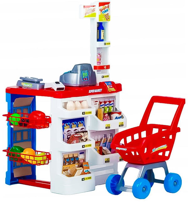 Lelusupermarket - 82x50x41 cm - sisältää skannerin ja vaa'an