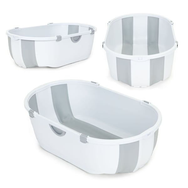 Sammenklappeligt babybadekar - 79x45x23.5cm - med afløbsprop - grå