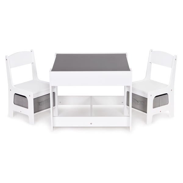 Lasten pöytä ja tuolit - 61.5x61.5x48.2cm - MDF - valkoinen harmaa