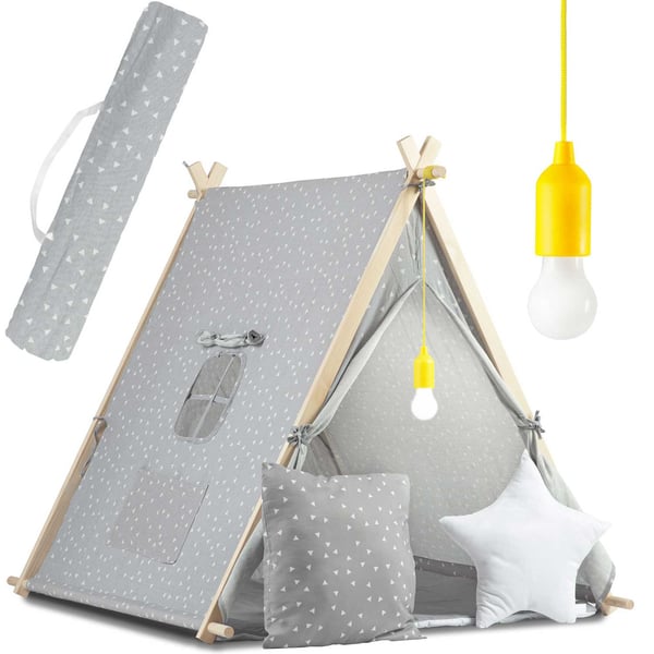 Børnelegetelt - Grå - Nukido Lampe - 116x107x110 cm
