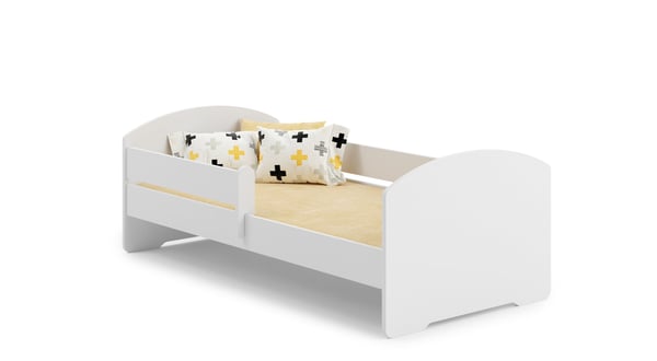 Barneseng med hegn og madras - 160x80 cm