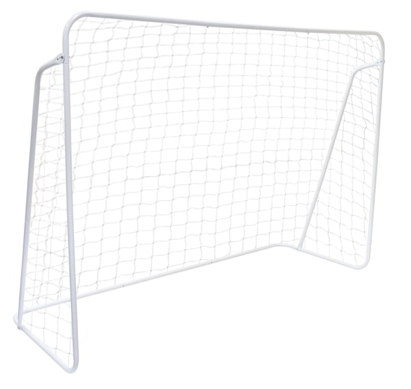 Fodboldmål - 240x160cm - med net og pløkker - hvid