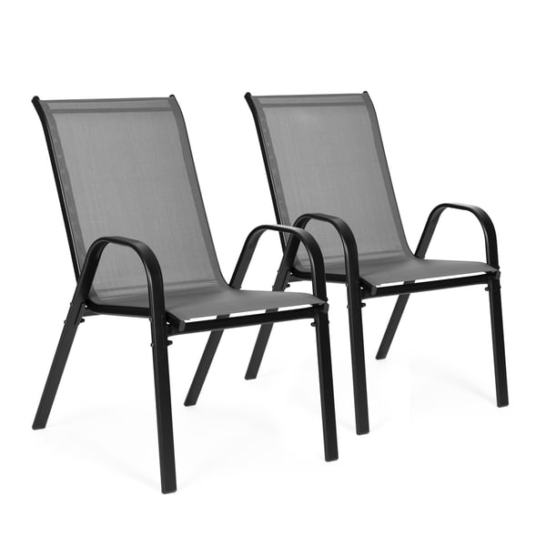 Puutarhatuoli harmaa - 90,5 x 72 x 55 cm - jauhemaalattu teräs - 2 kpl:n setti