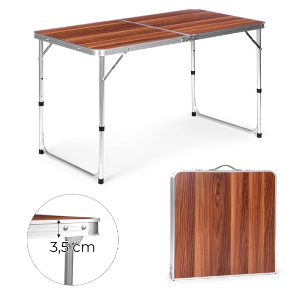 Sammenklappeligt campingbord - 120x60 cm - 4,6 kg - bæreevne 50 kg