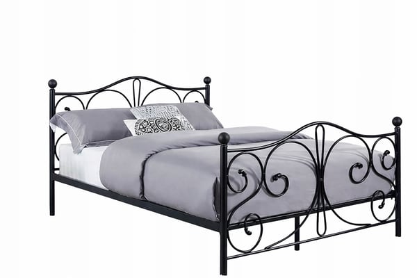 Metallinen sängynrunko sälepohjalla - 140x200 - koristeltu - musta kristallilla