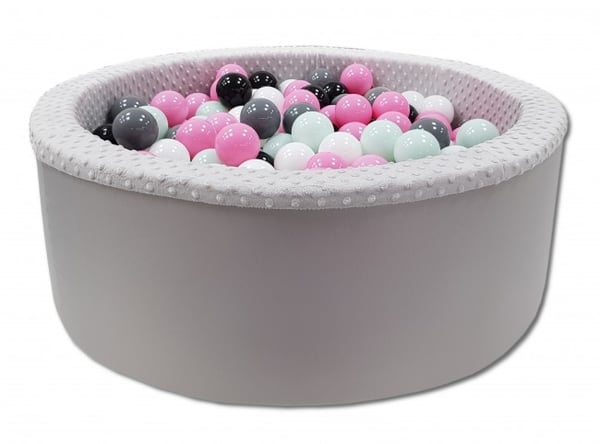 Pallomeri 200 pallolla - pinkki, valkoinen, harmaa & musta - halkaisija 90 cm - harmaa