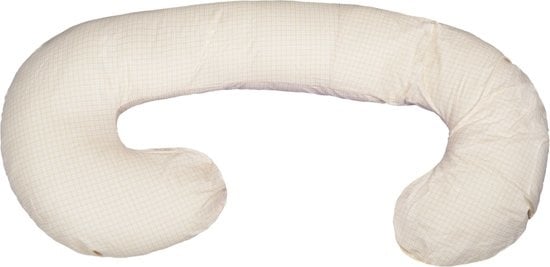 Ammepude - Graviditetspude - 100% bomuld - 240 cm - Creme med cremefarvet ternet mønster