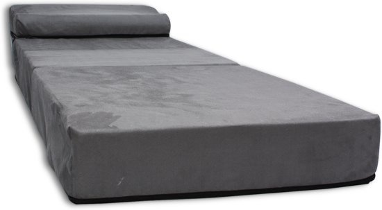 Gæstemadras med pude - 70cm x 200cm x 15cm - Sammenklappelig - Grå