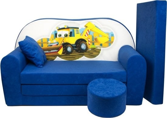 Børnesovesofasæt - gæstemadras - sofa - 170 x 100 x 8 - sovesofa - mørkeblå - gravemaskine