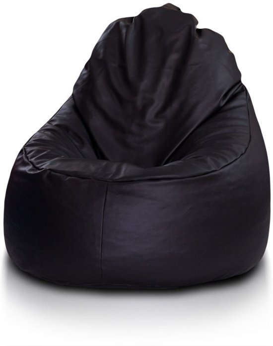 Sækkestol sort kunstlæder - 75x70x30 cm - Loungestol sædehynde