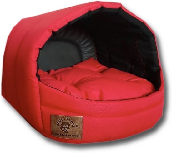 Hundeseng - lille hund - kasse - hundekurv - 45 x 49 x 36 cm - rød - hundeseng - hundeseng