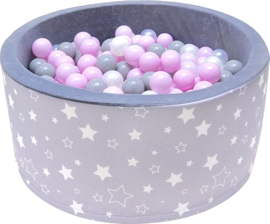 Harmaa pallomeri tähtikuviolla - 90x40 cm - 200 palloa Ø 7 cm - tukeva pallomeri