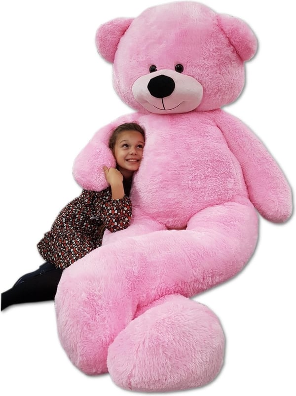 Stor bamse 2,2 meter lyserød 220 cm XXL