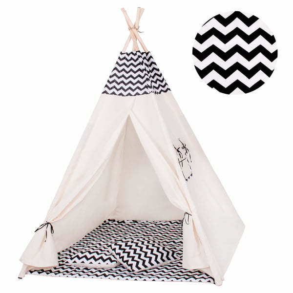 Tipi telt med zigzag mønster legetelt