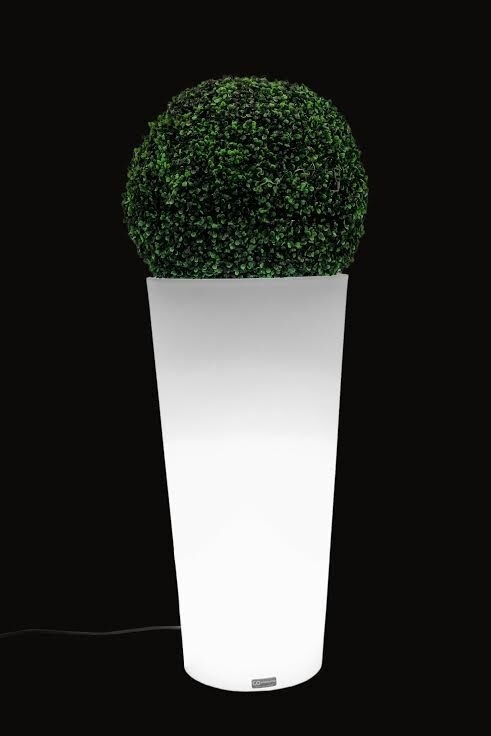 Kukkaruukku LED-valaistuksella 80 cm korkea - valkoinen