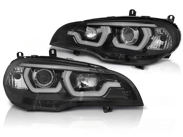 Strålkastare dubbla halo-ringar BMW X5 E70 07-13 SVART