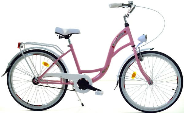 Tyttöjen pyörä - 24 tuumaa - tukeva - valkoinen pinkki - Dallas Bike