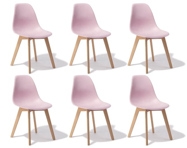 Spisebordsstole KITO - sæt med 6 spisebordsstole - pink