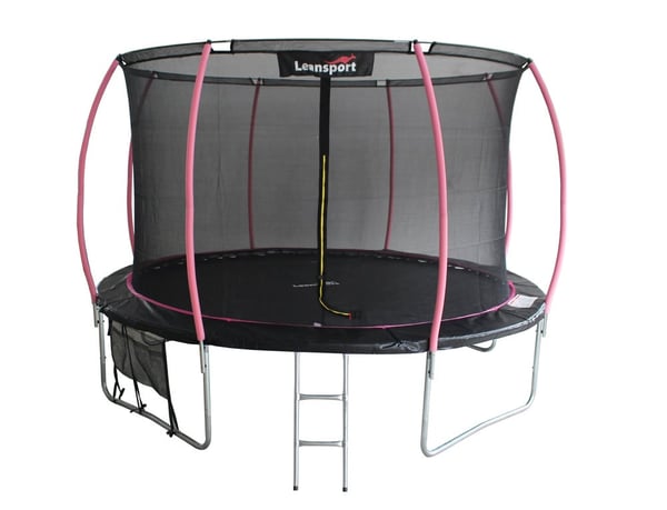 Trampoliini - 244 cm - pinkki musta - turvaverkko - jopa 100 kg