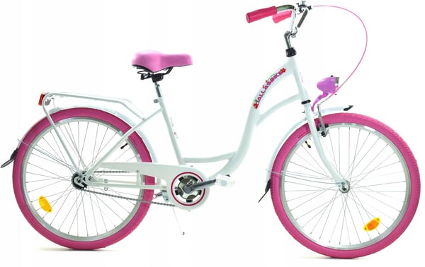 Pigecykel - 24 tommer - meget robust - pink hvid Pigecykel - 24 tommer - meget robust - pink hvid
