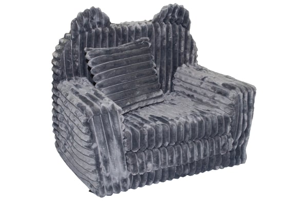 Barnfåtölj - bäddsoffa - manchester - 51x40x41cm - grå