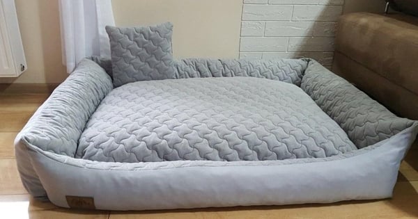 Hundeseng grå 120x90 cm - vaskbar hundepude - vandtæt hundeseng