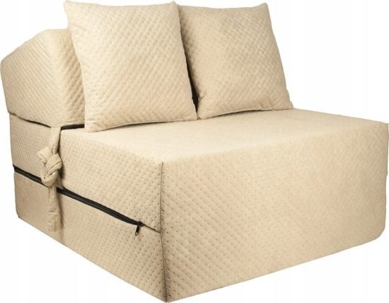Lyxig Gästmadrass - Beige - Campingmadrass - Resemadrass - Vikbar Madrass - 200 x 70 x 15 - med Kuddar