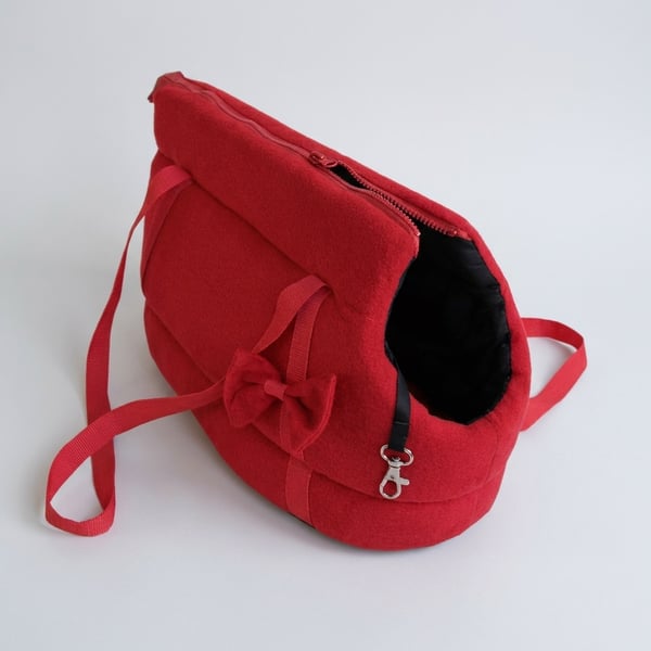 Hundetransporttaske - små hunde - hundetransporttaske - rød - 36x19x23 cm - stilfuld - skuldertaske