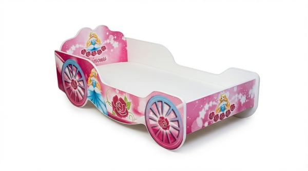 Prinsesse børneseng vogn - lyserød - 160x80 cm