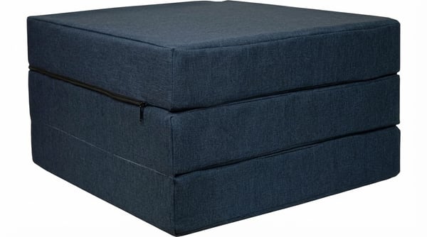 Gæstemadras Marineblå - Foldbar Madras - 195x65x10 cm - Campingmadras