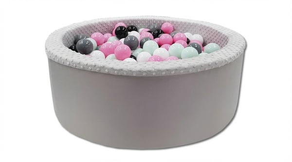 Bollhav med 200 bollar - rosa, vit, grå & svart - 90 cm diameter - grå