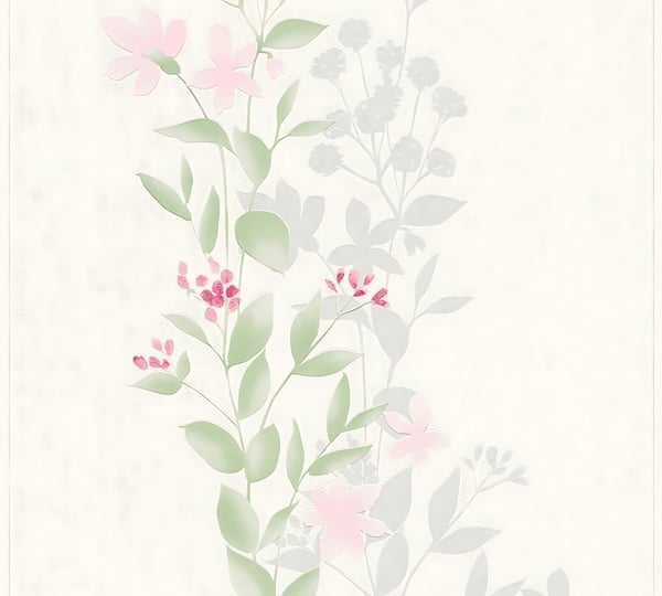 Non woven-tapet blomster Profhome 372661-GU lätt texturerad matt färg grön rosa grå 5,33 m2