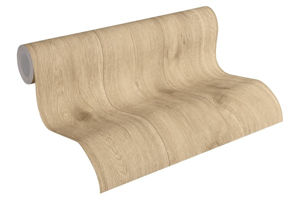 Ikke-vævet tapet træ imitation Profhome 300434-gu glat mat färg brun  beige 5,33 m2