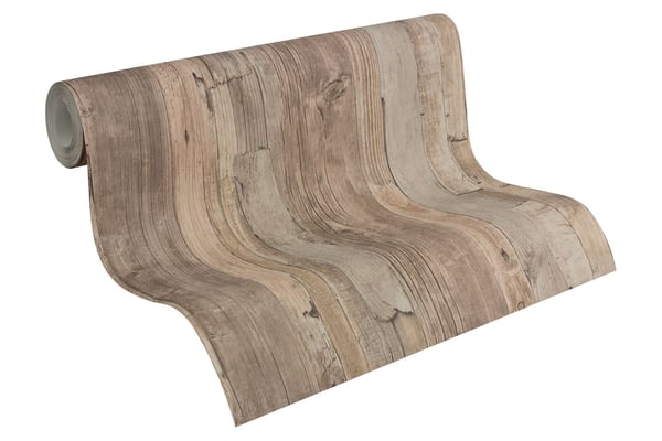 Ikke-vævet tapet træ imitation Profhome 954053-gu glat mat färg beige brun 5,33 m2