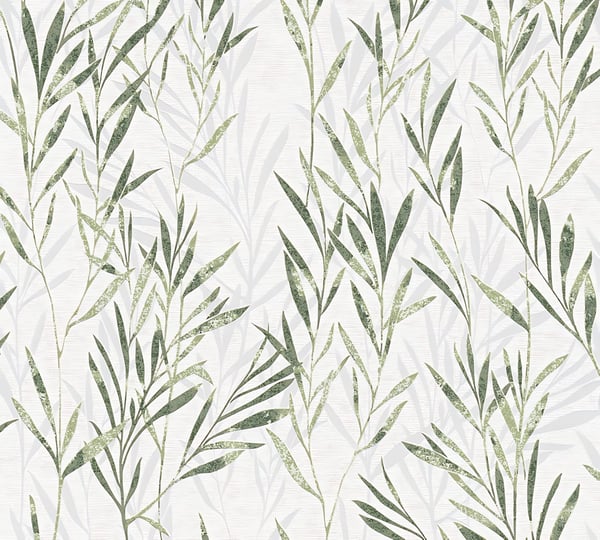 Non woven-tapet natur Profhome 367123-GU lätt texturerad matt färg grön vit 5,33 m2