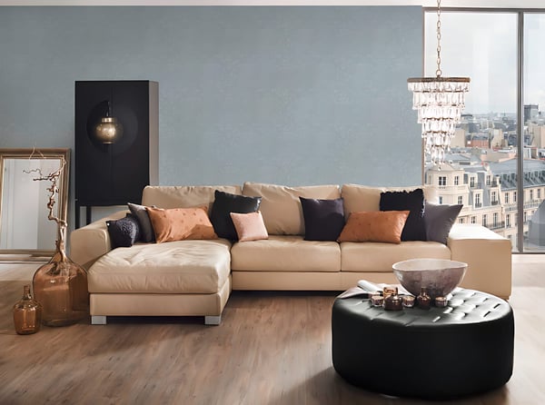 Tekstiltapet ornament Profhome 306605-gu tekstureret blank mønster mat baggrund färg blå grøn 5,33 m2