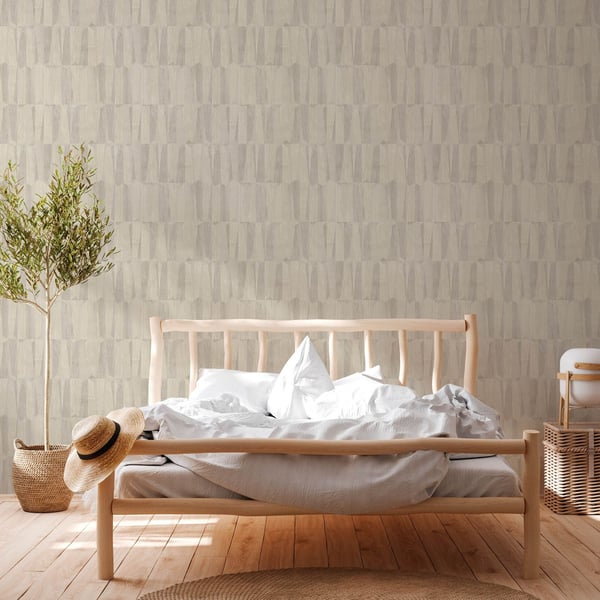Ikke-vævet tapet geometriske Profhome 387431-GU lidt tekstureret flimrende farve beige grå creme 5,33 m2