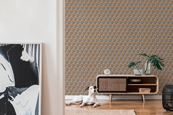 Ikke-vævet tapet retro Profhome 387483-GU lidt tekstureret mat farve orange blå grå due blå 5,33 m2