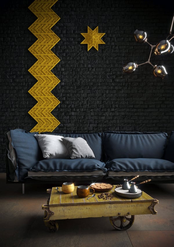 Loftplade Profhome 157504 Vægpanelering Zireelement 3D vægpanel Loftelement marokkansk stil hvid 25 x 20,8 cm