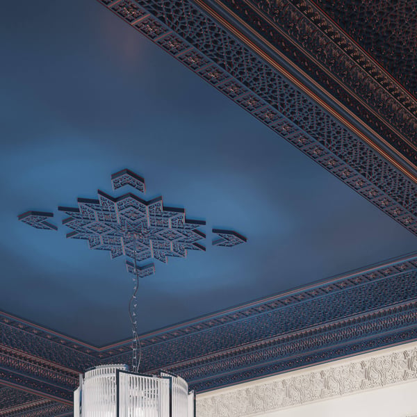 Loftplade Profhome 157504 Vægpanelering Zireelement 3D vægpanel Loftelement marokkansk stil hvid 25 x 20,8 cm