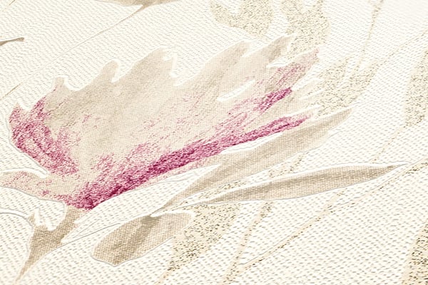 Ikke-vævet tapet blomster Profhome 344983-gu lidt tekstureret mat färg beige violet bronze 5,33 m2