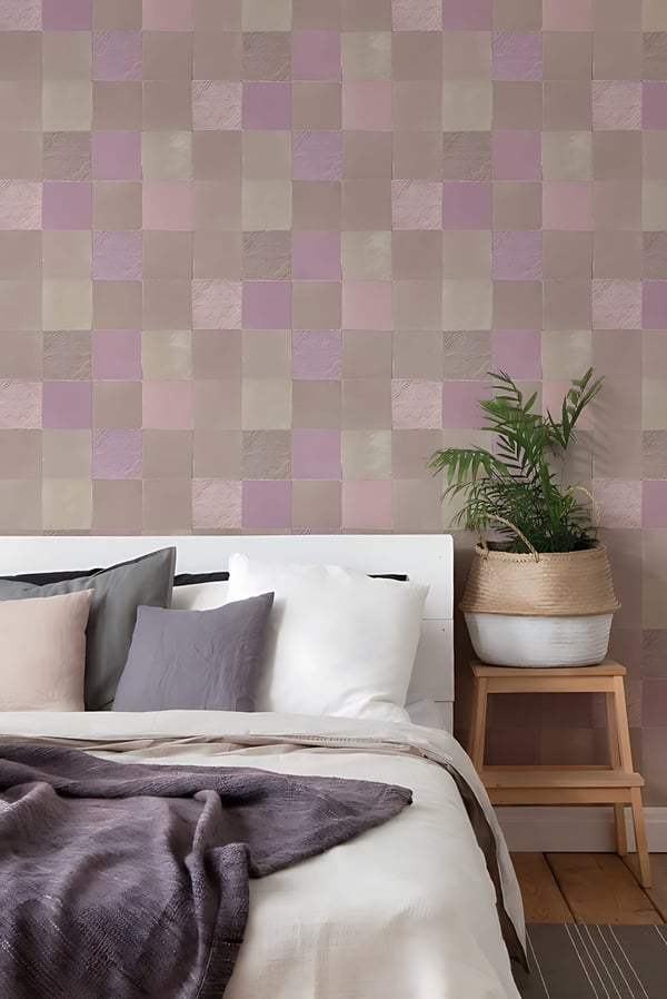 Ikke-vævet tapet fliser mønster Profhome 374062-gu lidt tekstureret mat färg grå violet beige 5,33 m2