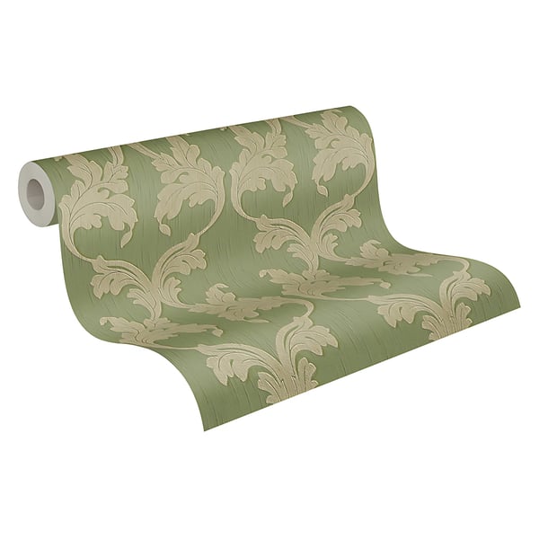 Tekstiltapet barok Profhome 956284-gu tekstureret mat färg grøn 5,33 m2