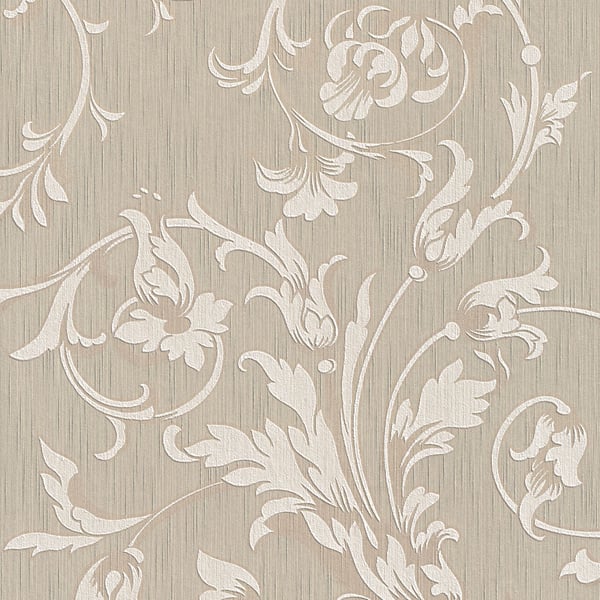 Tekstiltapet blomstret Profhome 956331-gu tekstureret mat färg beige 5,33 m2