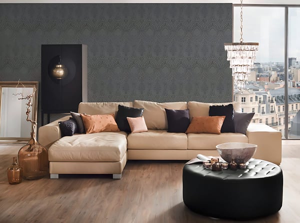 Tekstiltapet Profhome 961957-gu tekstureret mat färg brun  sort 5,33 m2