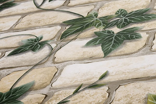 Papir tapet sten imitation Profhome 980434-gu lidt tekstureret mat färg beige grøn 5,33 m2