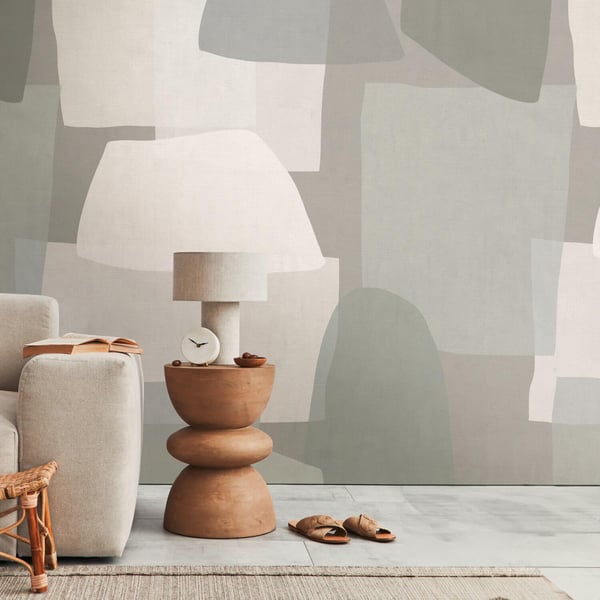 Foto tapet Profhome 782062-GU ikke-vævet tapet glat abstrakt mat grå beige oliven brun 1,59 m x 2,8 m