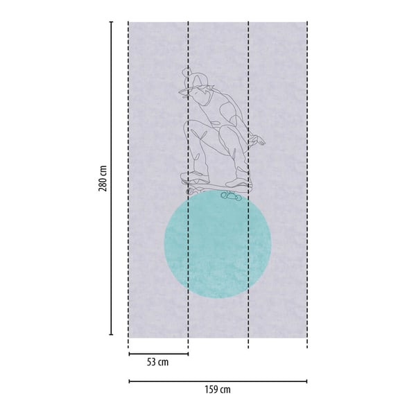 Foto tapet Profhome 770681-GU ikke-vævet tapet glat børnetapet mat grå mørkegrå pastel turkis 1,59 m x 2,8 m